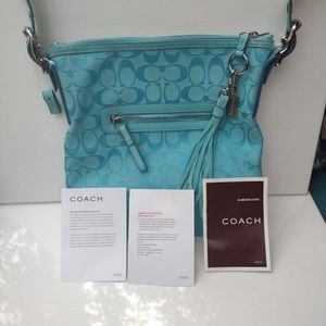 Coach crossbody handbag in teal green/blue
